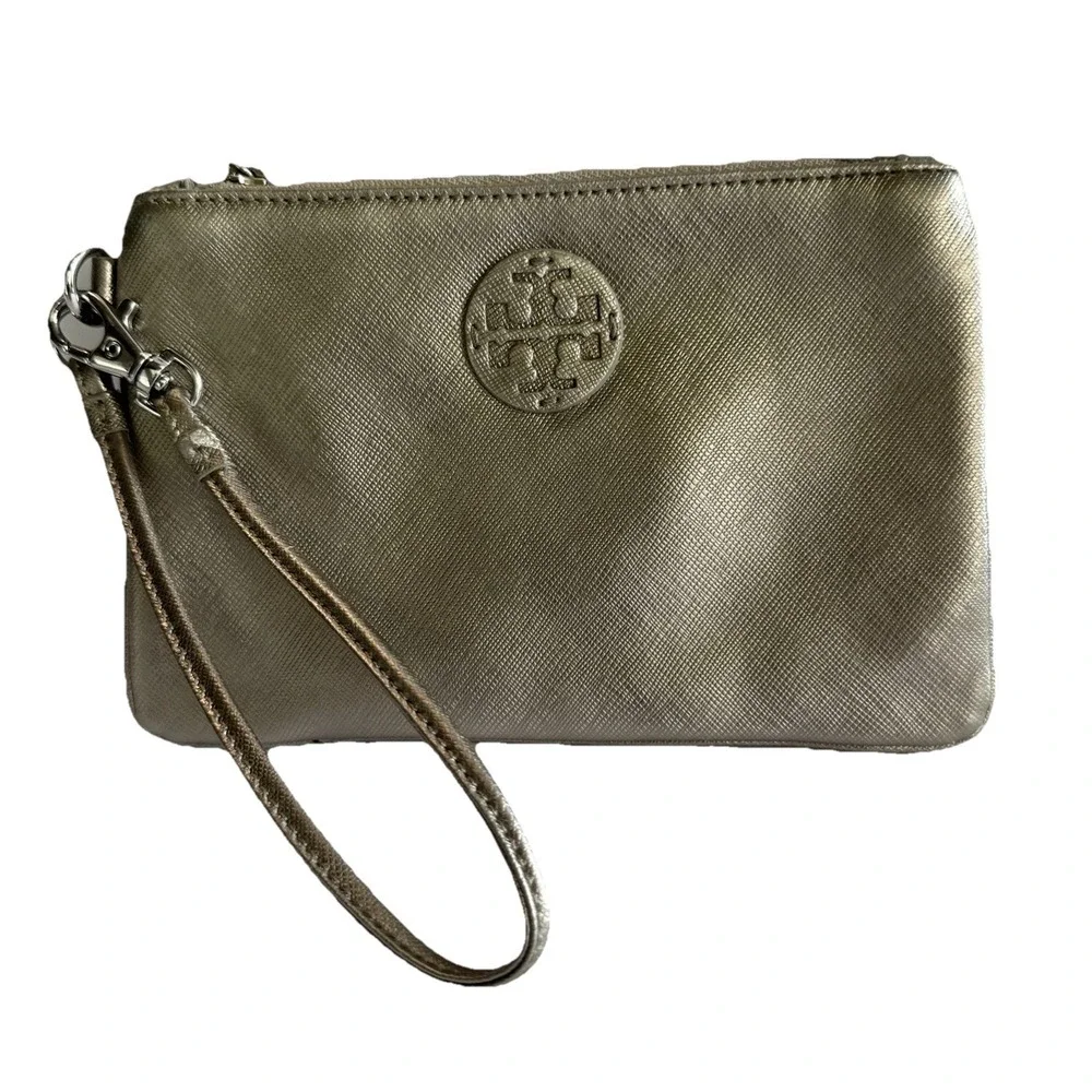 Tory Burch Emerson Leather Wristlet Wallet Rose Gold